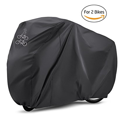 Bike Cover , Gvoo Bike Cover for Two 190T Outdoor Waterproof UV Protection Bicycle Cover for Mountain Bike, Road Bike Racing bike - Black&Silver