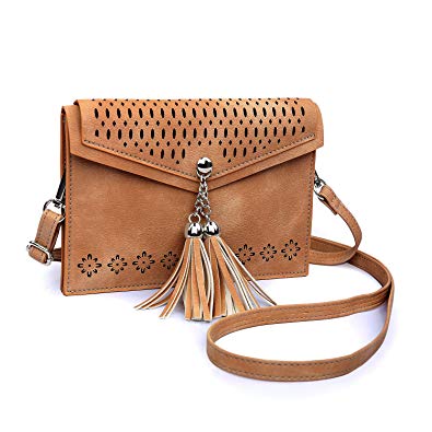 Small Crossbody Purse for Women with Double Compartment, seOSTO Tassel Phone Purse Bag for Girl