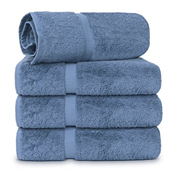 4 Piece Turkish Luxury Turkish Cotton Towel Set - Eco Friendly, 4 Bath Towels by Turkuoise Turkish Towel (Wedgewood)