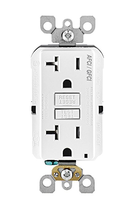 Leviton AGTR2-W SmartlockPro Dual Function AFCI/GFCI Receptacle, 20 Amp/125V, White