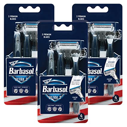 Barbasol Ultra 3 Premium Disposable Razor Value Pack Bundle (3 Packs/12 Total Razors)