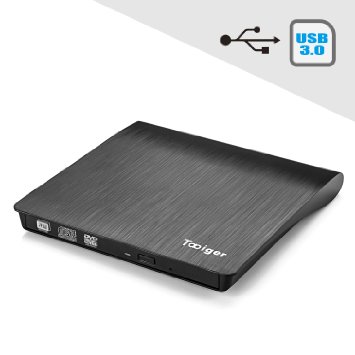 Tabiger USB 30 Ultra portable External CD RW DVD RWCD ROM DVD ROM Drivewriterburner for Laptops Desktops and Notebooks Black