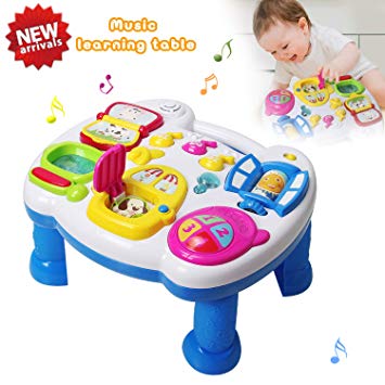 HOMOFY Musical Learning Table Baby Toys 6 to12 Months up-Early Education Music Activity Center Game Table Toddlers Toys for 1 2 3 Year Old -Different Lighting&Sound (New Gifts to Your Babies)