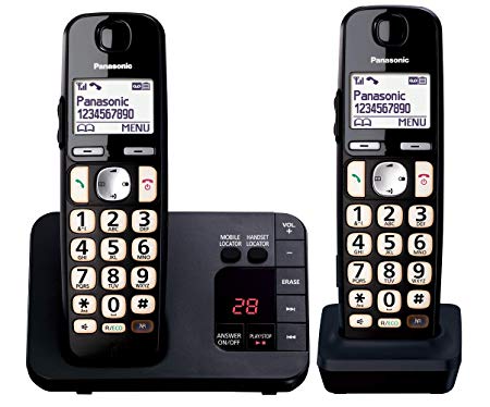 Panasonic KX-TGE722EB Big Button DECT Cordless Telephone with Nuisance Call Blocker & Digital Answering Machine (Twin Handset Pack) – Black