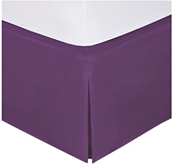 Mk Collection Solid Pleated Bed Skirt 14" Drop New (Dark Purple, Queen)