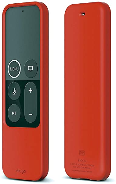 elago R2 Slim Case Compatible with Apple TV Siri Remote 4K / 4th Generation - Anti-Slip, Slim Fit, Durable Material, Scratch-Free Silicone, Shock Absorption (Red)