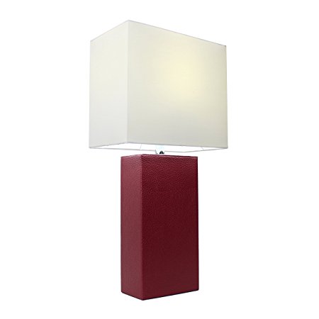 Elegant Designs LT1025-RED Modern Genuine Leather Table Lamp, Red