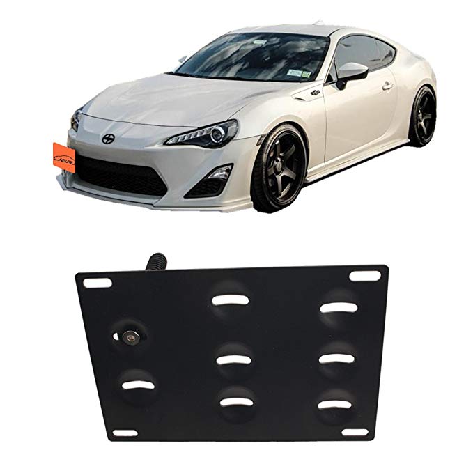 JGR Racing JDM Car No Drill Tow Eye Front Bumper Tow Hole Hook License Plate Mount Bracket Holder Relocation Kit for 2013-2016 Scion FR-S 2015-2016 Subaru WRX/WRX STi Forester Impreza Toyota 86