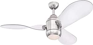 Westinghouse 7225800 Josef, Contemporary LED Ceiling Fan with Light and Remote Control, 48 Inch, Brushed Nickel Finish, Opal Frosted Glass