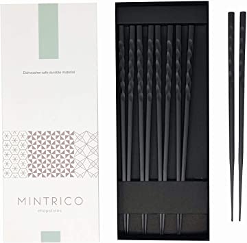 Mintrico Reusable Chopsticks Luxury Japanese Style 5 Pair Set Dishwasher Safe (Wave)