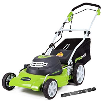 GreenWorks 12 Amp 20-Inch Corded Lawn Mower with Extra Blade25022