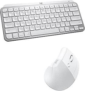 Logitech MX Keys Mini Keyboard for Mac and Lift Vertical Ergonomic Mouse for Mac Combo - Wireless, Bluetooth, Backlit Keys, Quiet, macOS/iPadOS/MacBook/iMac/iPad - Pale Grey