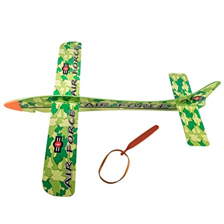 TukTek Kids First 14” Glider Air Plane Rubber Band Propelled Stunt Toy Colors Vary