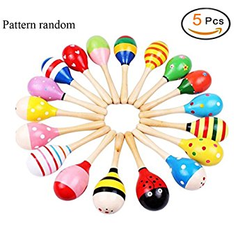 Baby Kids Toys Sound Music Toys Gift Toddler Wood Toy Rattle Sand Hammer Musical (5Pcs)