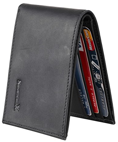 SimpacX Ultimate Slim Mini Wallet Front Pocket Minimalist Wallet Bifold Genuine Leather RFID Blocking