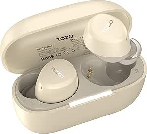 TOZO A1 2024 New Upgraded Wireless Earbuds, Bluetooth 5.3 in Ear Headphones Light-Weight, Support APP EQ Setting, Stereo Sound Headset Longer Playback with Charging Case Waterproof, Khaki