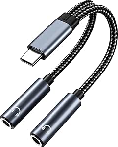 MMOBIEL USB-C vers Double 3.5mm Casque Audio Auxiliaire Séparateur 16 Bit Type-C vers Double 3.5mm Casque Audio Prise Adaptateur pour iPhone 15, iPad Air/Pro, MacBook, Galaxy S24 S23 S22 S21