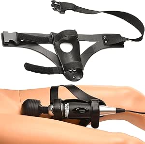 MASTER SERIES Thunder Strap Wand Thigh Harness for Women & Couples. Hands-Free Pleasure Compatible with Wands & Dildos Made with Vegan Leather. Adjustable and Great for Couples. 1 Piece, Black.