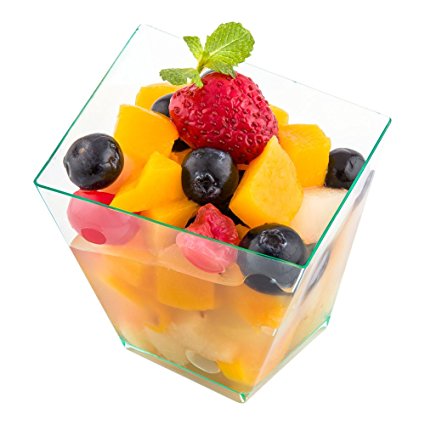 Plastic Dessert Dish, Fruit Dish, Snack Dish - Premium Plastic - 5.5 oz - Seagreen - Large Girata - 100ct Box - Restaurantware