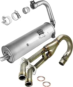 Caltric Exhaust Muffler And Exhaust Pipe with Gaskets Compatible with Yamaha Rhino 660 Yxr660 2004-2007