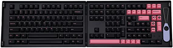 EPOMAKER AKKO Black&Pink 229 Keys Cherry Profile Double-Shot PBT Full Keycaps Set, with Custom Storage Box for Mechanical Keyboard (Cherry Profile, AKKO Black Pink Keycaps)