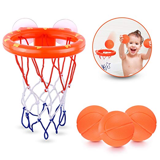 briteNway Fun Basketball Hoop & Balls Playset for Little Boys & Girls | Bathtub Shooting Game for Kids & Toddlers | Suctions Cups That Stick to Any Flat Surface   3 Balls Included