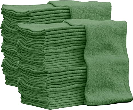Nabob Wipers Auto Mechanic Shop Towels Shop Rags 100% Cotton, 50 Pack Green Size 14"x14" (50 Pack, Green)