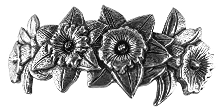 Daffodil Hair Clip, Large Hand Crafted Metal Barrette Made in the USA with an 80mm Imported French Clip by Oberon Design