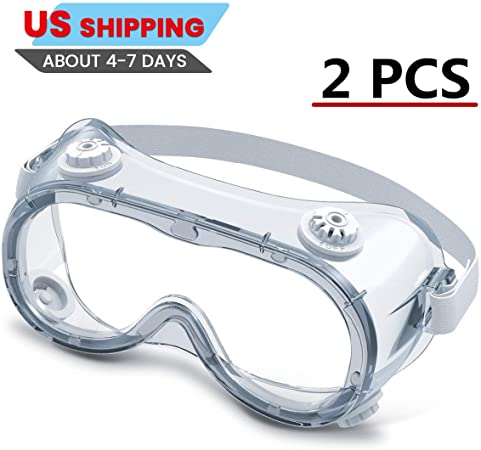 MATCC Safety Goggles Over Glasses Clear Safety Goggles Anti Fog Protective Safety Goggles Wide-Vision Adjustable Vent Design lab safety splash-proof Satety glasses