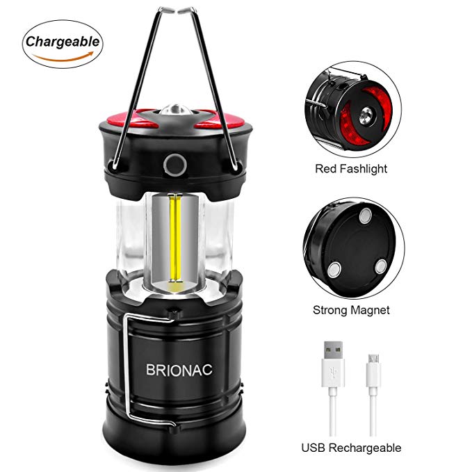 Brionac Rechargeable Led Camping Lantern with Magnetic Base, Portable Lantern Led Flashlight Red Light 4 Modes - with Built-in Battery for Emergency, Hurricane, Power Outage