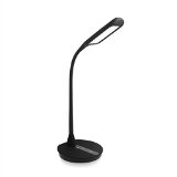 TROND Halo 11W Gooseneck Dimmable Eye-Care LED Desk Lamp with 15A USB Charging Port 3 Lighting Modes 5-Level Dimmer 30-Min Auto Timer Touch-Controlled Memory Function Max 700 lumens Flicker-Free No Ghosting and Anti-Glare Rubberized Coating Matte Black