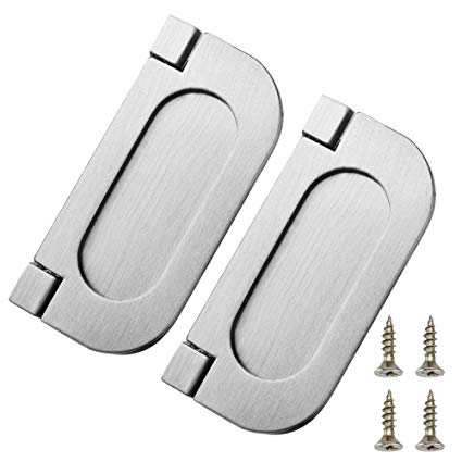 Bluecll 2pcs 75 x 35mm Metallic Modern Door Drawer Ring Pull Handle for Cabinet Kitchen Dresser Furniture with Screws