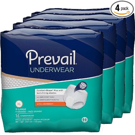 Prevail Extra Absorbency Incontinence Underwear, Extra Large, 14-Count (Pack of 4)