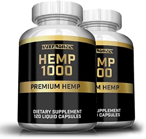 iVitamins Hemp Oil Capsules : 2 Pack 1,000mg per Serving : May Help with Sleep, Pain, Insomnia, Stress Relief, Mood Support and More : Rich in Omega 3,6,9 Fatty Acids : Hemp Oil : Hemp Extract