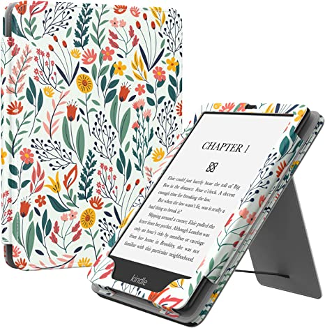 MoKo Case for 6.8" Kindle Paperwhite (11th Generation-2021) and Kindle Paperwhite Signature Edition, Slim PU Shell Cover Case with Auto-Wake/Sleep for Kindle Paperwhite 2021, Flowers