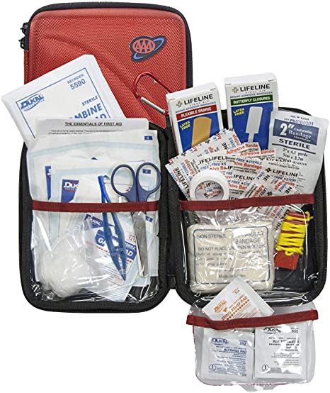 Lifeline -4184AAA AAA 85 Piece Commuter First Aid Kit packaged in compact hard shell foam carry case, ideal for emergency use in cars, camping, hiking, or offices alike