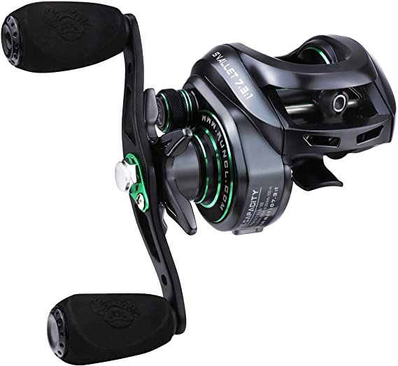 RUNCL Baitcasting Reels Svallet, Baitcaster Reels 10 1 Stainless Ballbearings Fishing Reel - 7.3:1 Gear Ratio, 17.64LB Carbon Fiber Drag, 10-Level Magnet Braking System for Bass Fishing Freshwater