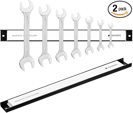 Navaris Magnetic Tool Strip Holders (Set of 2) - 18 Inch Heavy Duty Magnet Strips for Tools - Extra Strong Organizer Bar Holder Bars for Garage, Shop