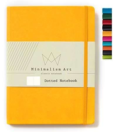 Minimalism Art | Classic Notebook Journal, Size: 8.3" X 11.4", A4, Yellow, Dotted Grid Page, 192 Pages, Hard Cover/Fine PU Leather, Inner Pocket, Premium Thick Paper-100gsm | Designed in San Francisco