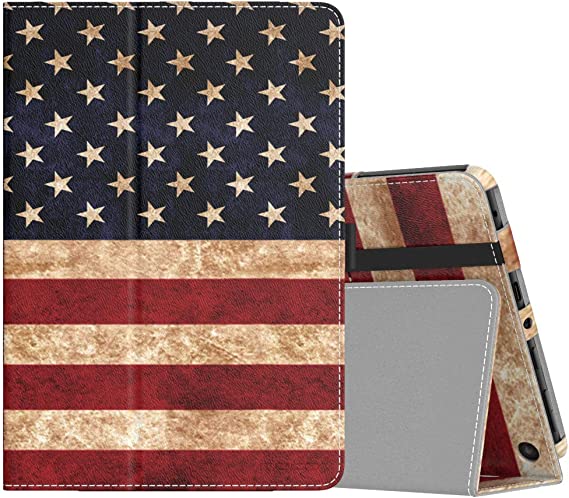 MoKo Case Fits Kindle Fire HD 8 & 8 Plus Tablet (10th Generation, 2020 Release),Slim Folding Stand Cover with Auto Wake/Sleep - US Flag