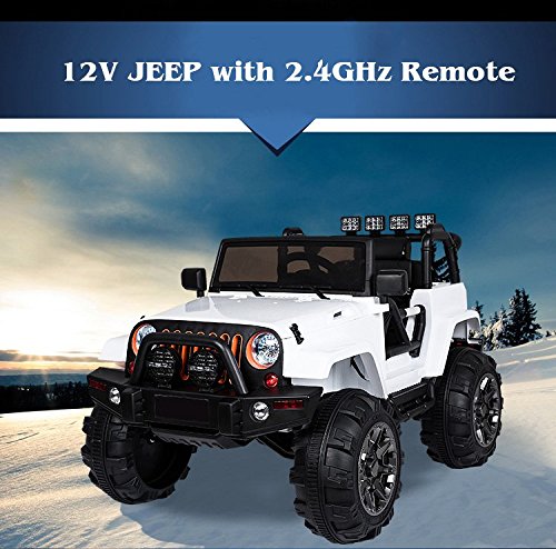 Kids 12V Electric Ride On Jeep Truck with RC / Remote Control, White