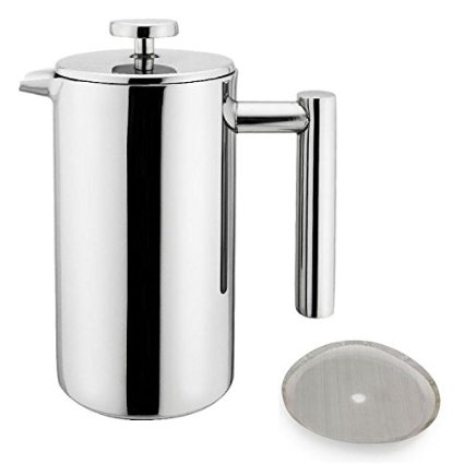 Highwin Small Small Stainless Steel French Press - 3 cups 4 oz each Coffee Plunger Press Pot Best Tea Brewer and Maker Quality Cafetiere - Double Walled Individual Serving