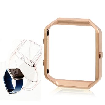 Fitbit Blaze Frame, Sailfar Fitbit Blaze Accessories Housing High Quality Stainless Steel Replace Metal Frame for Fitbit Blaze Smart Fitness Watch (Rose Gold)