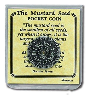 The Mustard Seed Pewter Pocket Coin w/ Card Verse in Vinyl Envelope