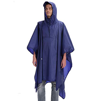 Andake Reusable Rain Poncho with Hood Portable Light Raincoat Geal for Walking Hiking