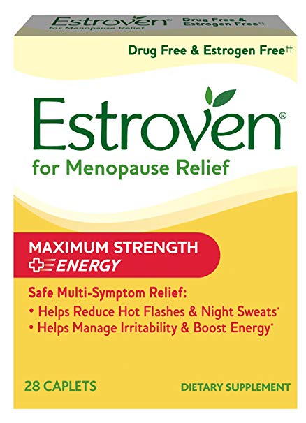 Estroven Maximum Strength   Energy | Menopause Relief Dietary Supplement | Safe Multi-Symptom Relief* | Helps Reduce Hot Flashes & Night Sweats* | Helps Manage Irritability & Boost Energy | 28 Caplets