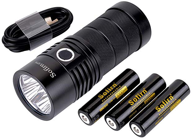 Sofirn BLF SP36 Powerful 6000 Lumen Flashlight USB-C Rechargeable Cree 4 XPL2 LED Neutral White Brightest Outdoor Search Torch with Narsilm V1.2 Comes Battery and Charger