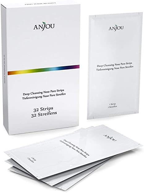 Anjou 32 Strips Blackhead Removing Pore Strips, New Upgraded 2020Version Formula, Deep Cleansing Peel off Strip for Removing Blackhead On Noses, Last 4-6 Months