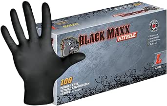 DASH Black Maxx Nitrile Disposable Exam Gloves - Black - 5 mil - Box of 100 (S)