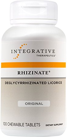 Integrative Therapeutics - Rhizinate - Deglycyrrhizinated Licorice (DGL) - Original Licorice Flavor - 100 Chewable Tablets